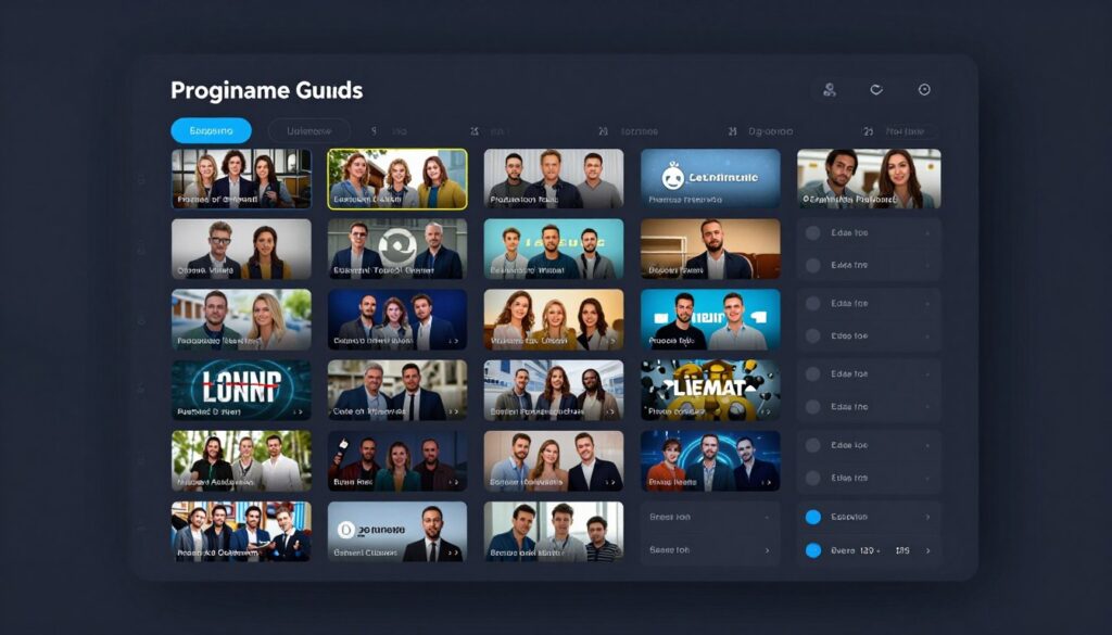 Electronic program guide interface showing TV schedule grid