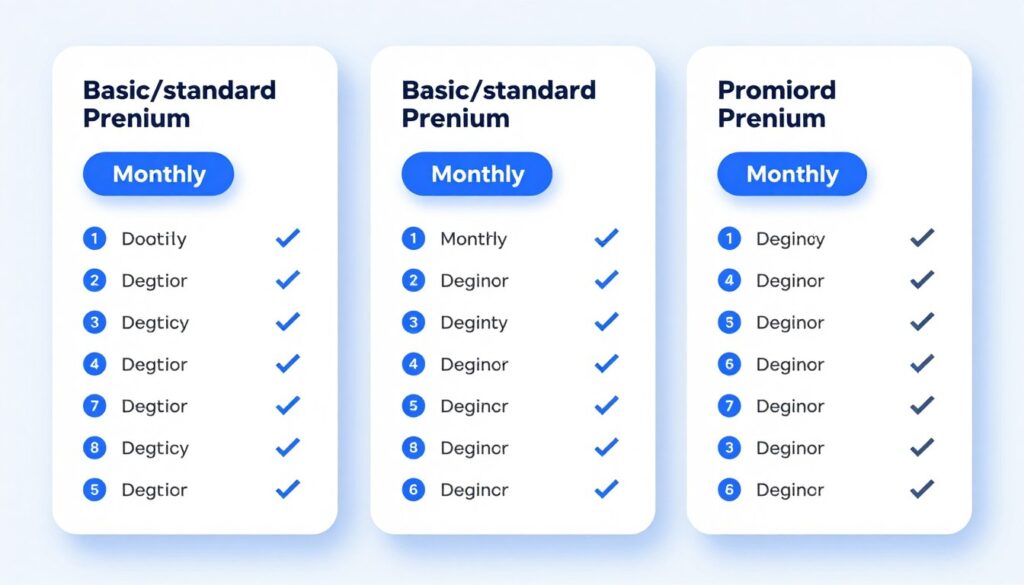 Pricing comparison chart showing different subscription plan options